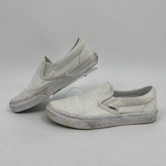 Vans White Classic Slip-On Canvas Sneakers | Size 7.5 - Picture 3 of 10